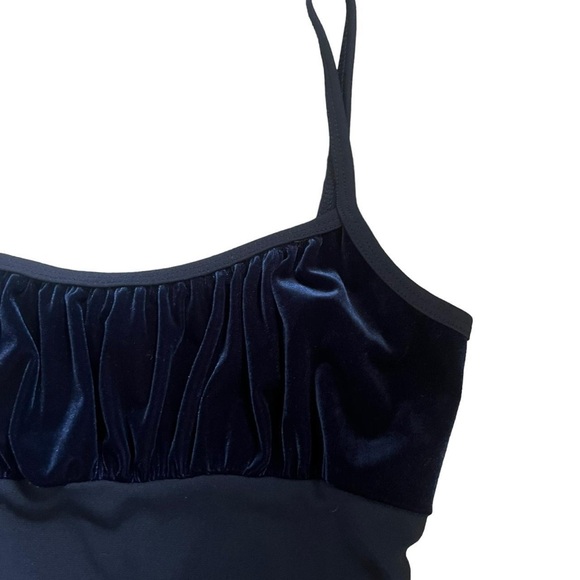 Vintage 90s Whimsigoth Dark Coquette Rampage Milkmaid Dress Navy Blue Velvet - Picture 3 of 6